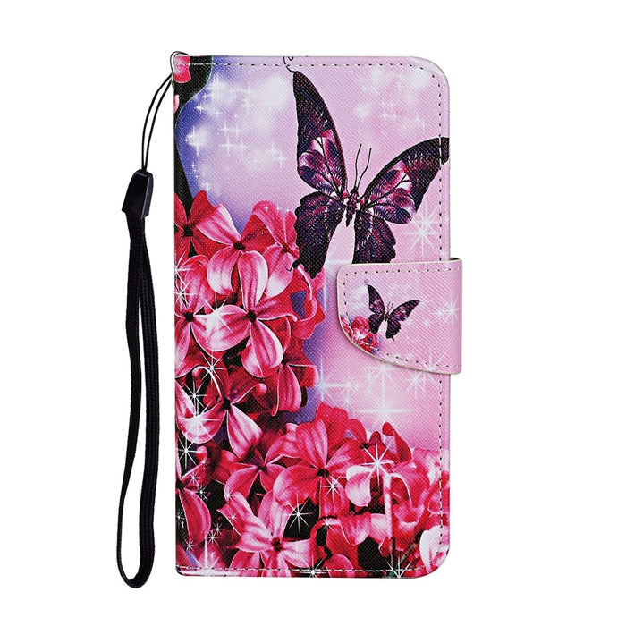 Anymob Samsung Red Floral Phone Cases Leather Flip Stand Cover