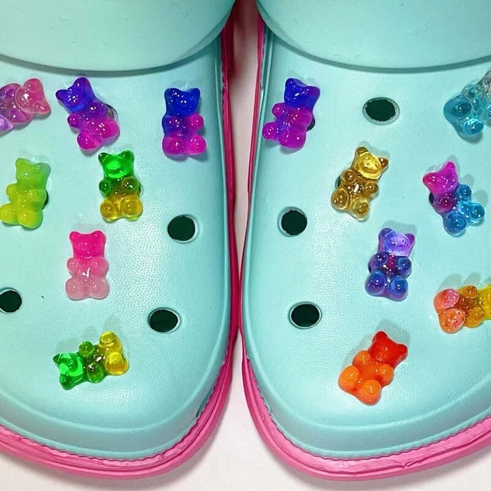 Anykidz 10pcs Pink Blue Bear Shoe Charm Jibbits Accessories Jeans Clogs Pendants Designer Ornament