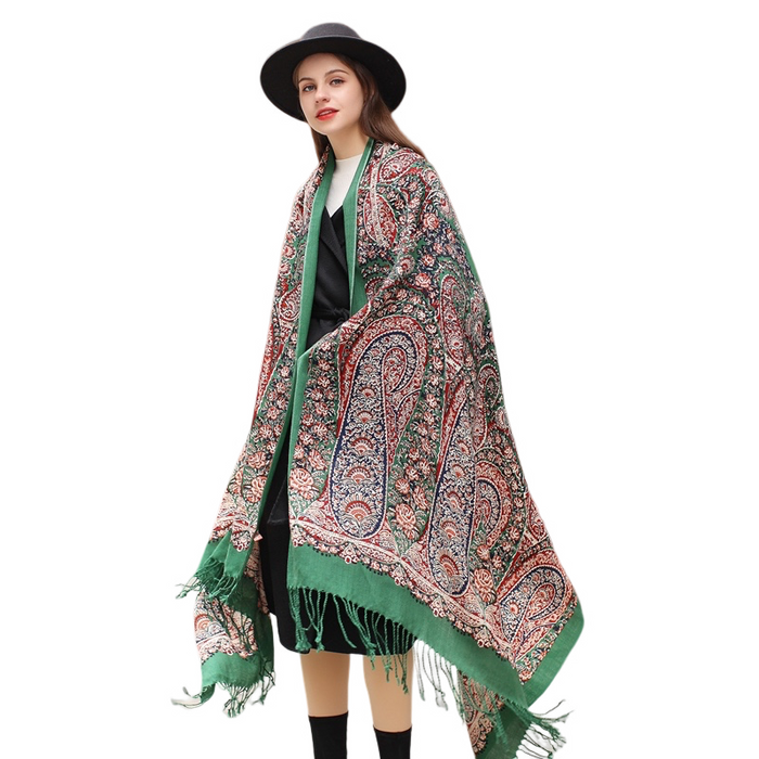 Anyyou 100% Merino Wool Patterns And Greens  Silk Satin Large Winter Scarf Pashmina Shawl Bandana Perfect For Women Ladies Fashion Style