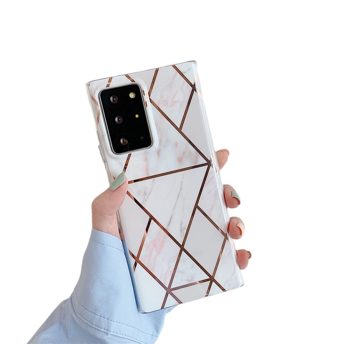 Anymob Samsung White Geometry Marble Case Silicon Phone Cover