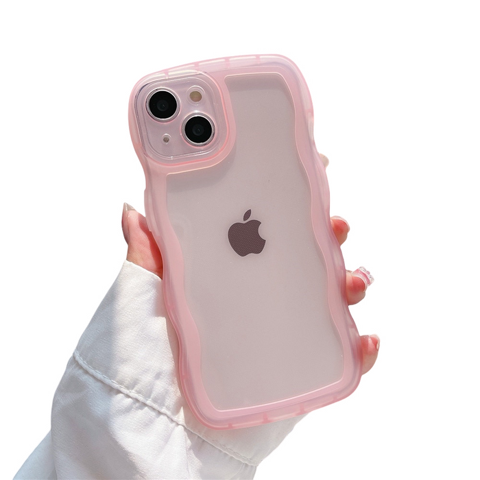 Anymob iPhone Case Pink Clear Art Wavy Silicon Soft Back Cover