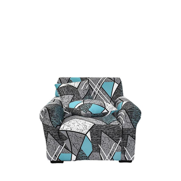 Anyhouz 1 Seater Sofa Cover Dark Grey Geometric Style and Protection For Living Room Sofa Chair Elastic Stretchable Slipcover