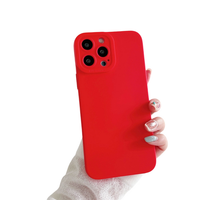Anymob iPhone Case Red Luxury Soft Liquid Silicone Lens Protection Shockproof Bumper Back Cover