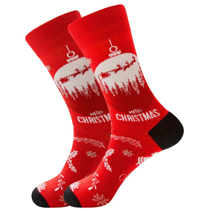 Anysox 5 Pairs Red Size 5-13 Socks Crystal Silk Tide Winter Holiday Design Plus Snowflake Stocking Comfortable To Wear