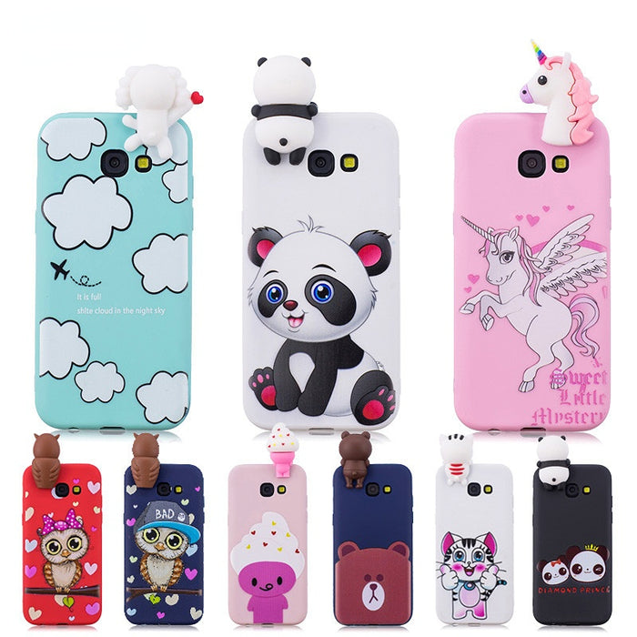 Anymob Samsung Case Pink Unicorn Soft Silicone 3D Unicorn Panda Phone Cover Protection