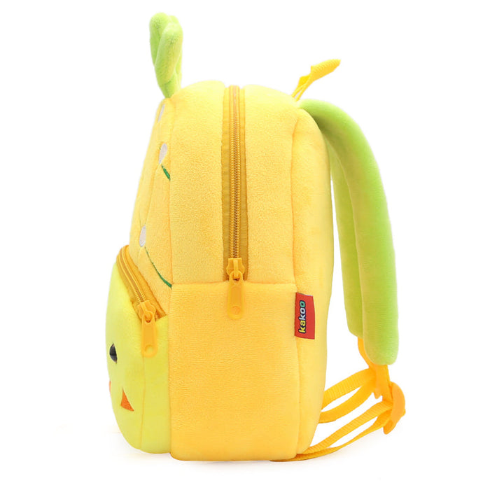 Anykidz 3D Yellow Pineapple Kids School Backpack Cute Cartoon Animal Style Children Toddler Plush Bag Perfect Accessories For Boys and Girls