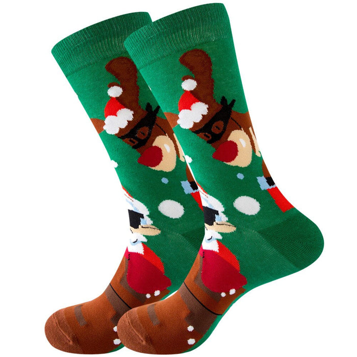 Anysox 5 Pairs Red Green Size 5-13 Socks Crystal Silk Tide Reindeer Winter Holiday  Plus Snowflake Stocking Comfortable To Wear Perfect For Women