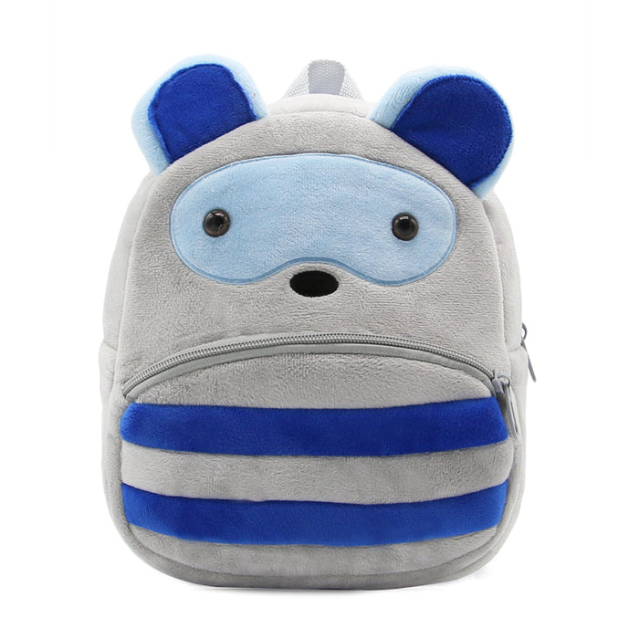 Anykidz 3D Grey Raccoon School Backpack Cute Animal With Cartoon Designs Children Toddler Plush Bag For Baby Girls and Boys