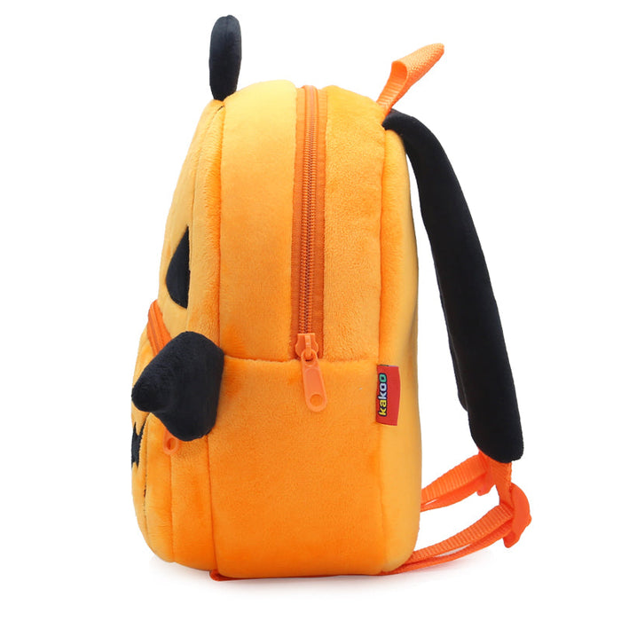 Anykidz 3D Orange Pumpkin Kids School Backpack Cute Cartoon Animal Style Children Toddler Plush Bag Perfect Accessories For Boys and Girls