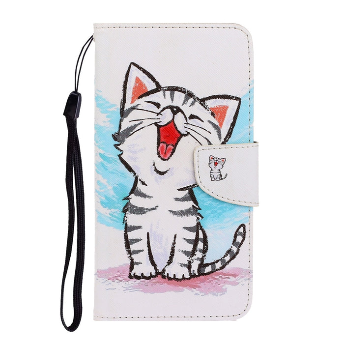 Anymob Samsung Yawning Kitty Magnetic Flip Wallet Case Painted Leather Phone Cover