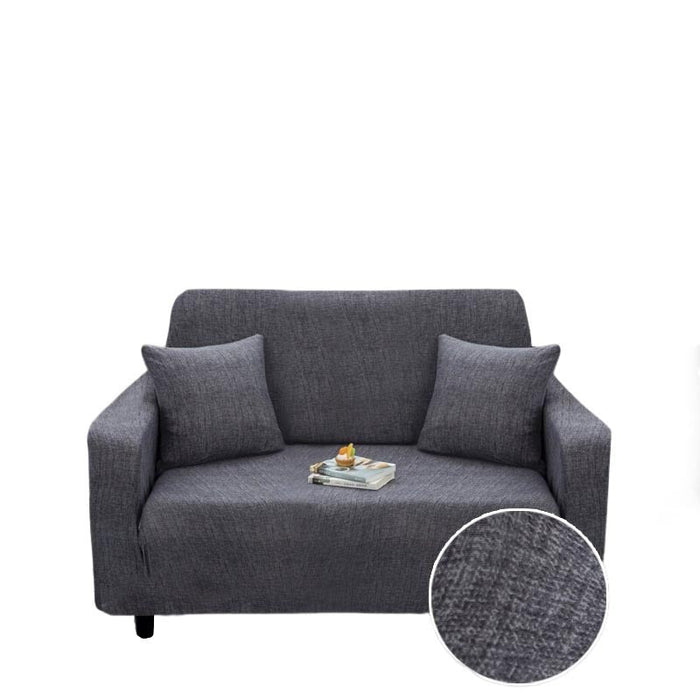 Anyhouz 2 Seater Sofa Cover Plain Gray Style and Protection For Living Room Sofa Chair Elastic Stretchable Slipcover