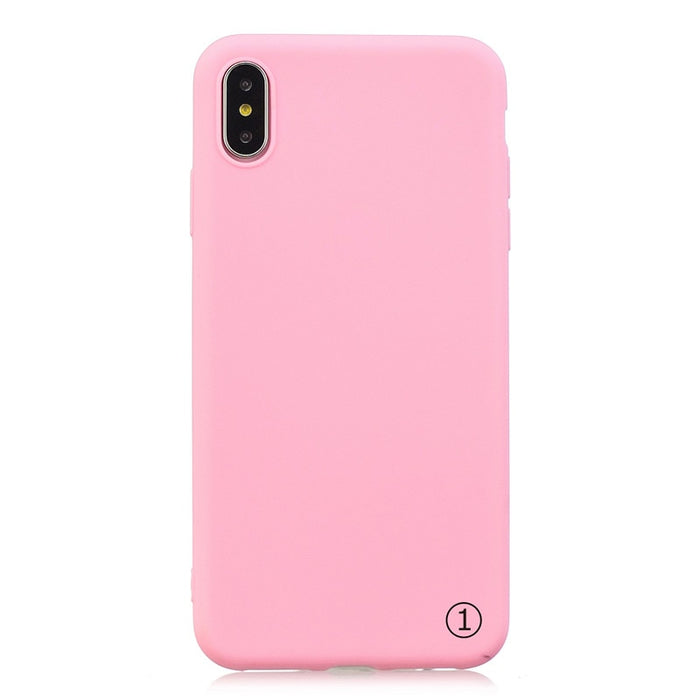 Anymob iPhone Case Pink Simple Solid Color Ultra thin Soft TPU Cases Candy Color Back Cover