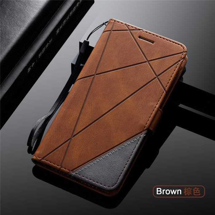 Anymob Huawei Case Brown Leather Flip Cover Wallet Phone Bag Shell Protection