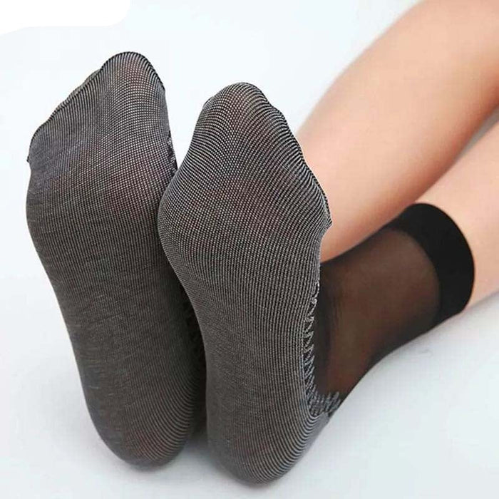 Anysox 10 Pairs Free Size Fashion Socks High Quality  Velvet Silk Spring Summer Breathable Soft Cotton Bottom Wicking Slip-resistant for Women Brown