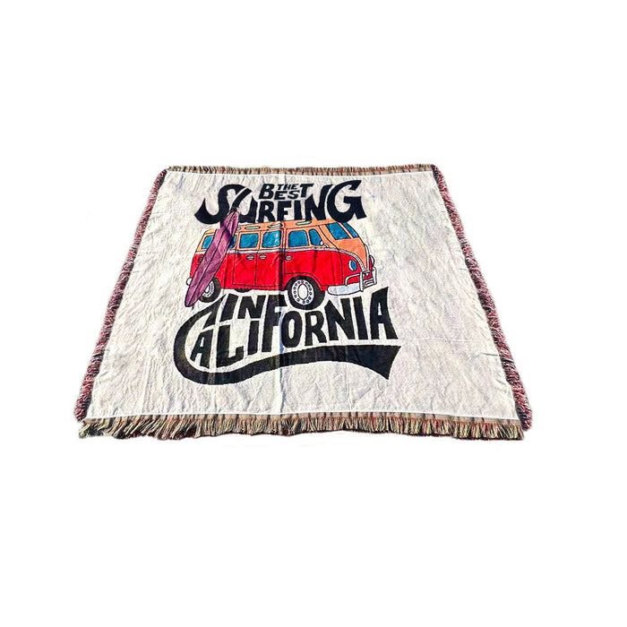 Anyhouz Surfing California Throw Blanket Cozy Sofa Couch Bed Cover Outdoor Camping Mat Home Decor Tapestry with Tassel