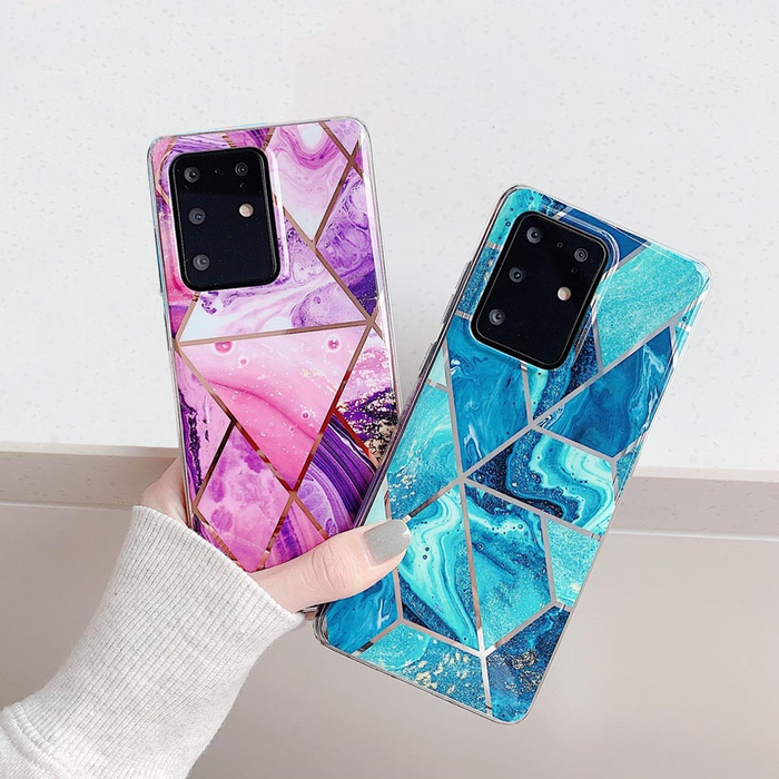 Anymob Samsung Pink Geometric Marble Phone Case Silicone Cover