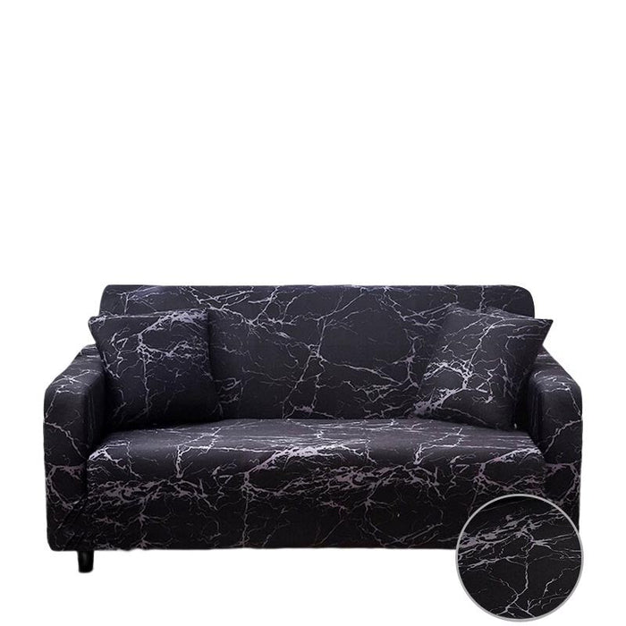 Anyhouz 3 Seater Sofa Cover Marble Black Style and Protection For Living Room Sofa Chair Elastic Stretchable Slipcover