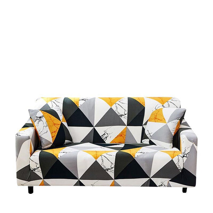 Anyhouz 3 Seater Sofa Cover Yellow White Geometric Style and Protection For Living Room Sofa Chair Elastic Stretchable Slipcover