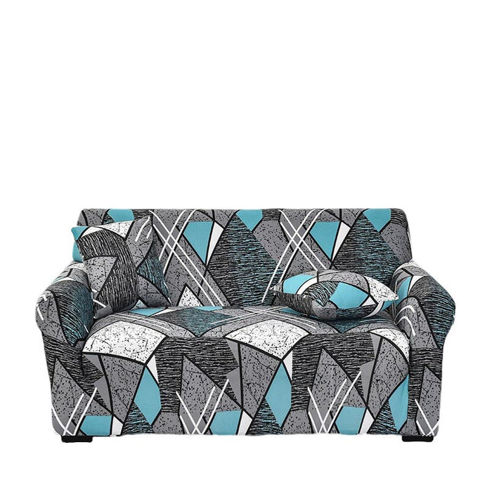 Anyhouz 3 Seater Sofa Cover Dark Grey Geometric Style and Protection For Living Room Sofa Chair Elastic Stretchable Slipcover