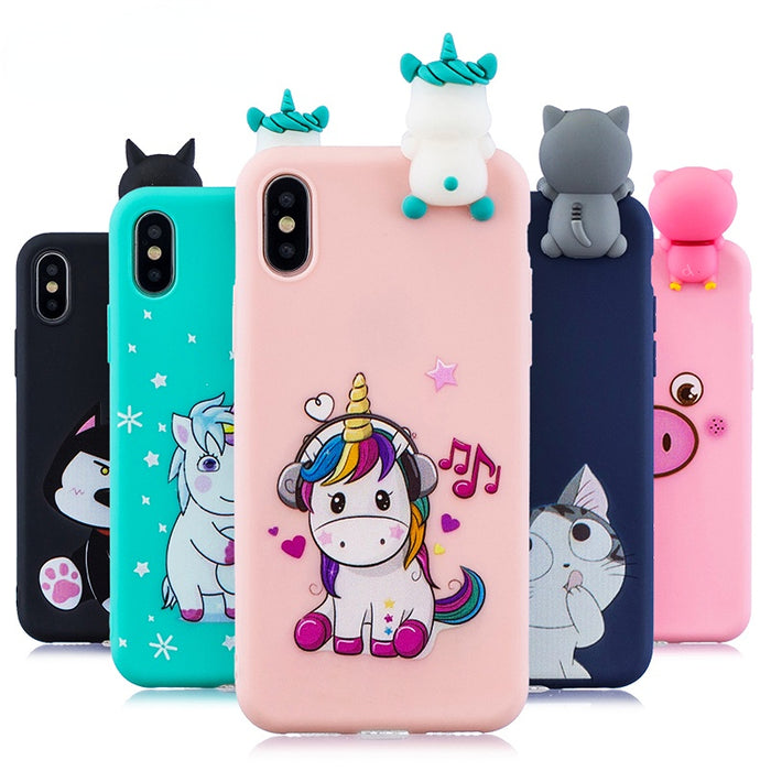 Anymob iPhone Blue Cat 3D Toys Case Soft Silicone Cartoon Cover