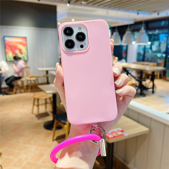 Anymob iPhone Case Pink Soft Silicone Wristband Bumper Cover