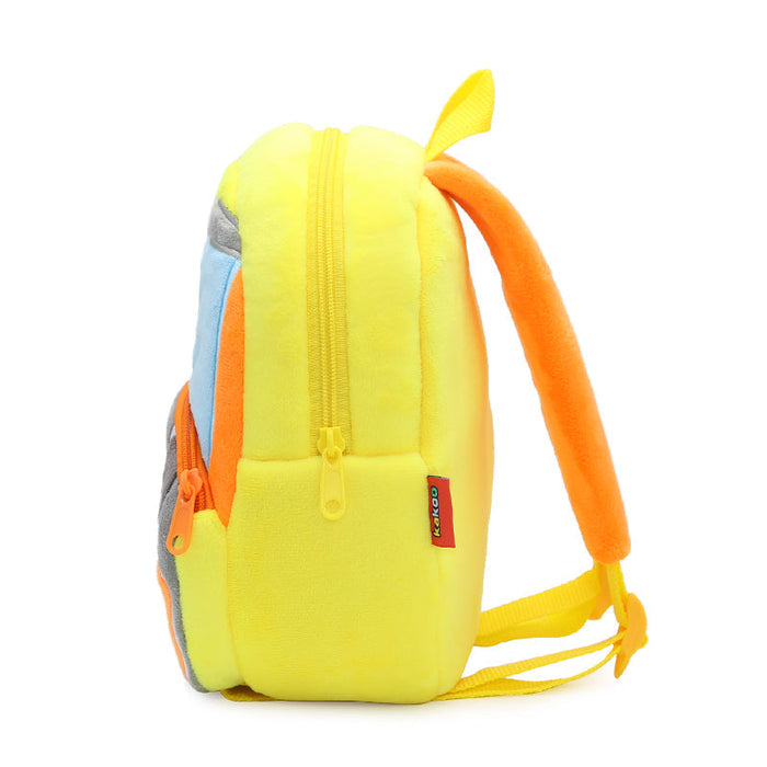 Anykidz 3D Yellow Excavator Kids School Backpack Cute Cartoon Animal Style Children Toddler Plush Bag Perfect Accessories For Boys and Girls