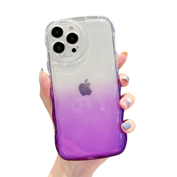 Anymob iPhone Violet Gradient Clear Curly Wave Case Shockproof Transparent Silicon Phone Cover