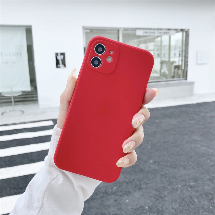 Anymob iPhone Case Red Candy Color Straight Edge Soft Silicone Cover
