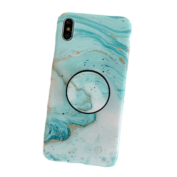 Anymob iPhone Ocean Green Holder Stand Case Back Cover Marble Art Silicone Phone Cover