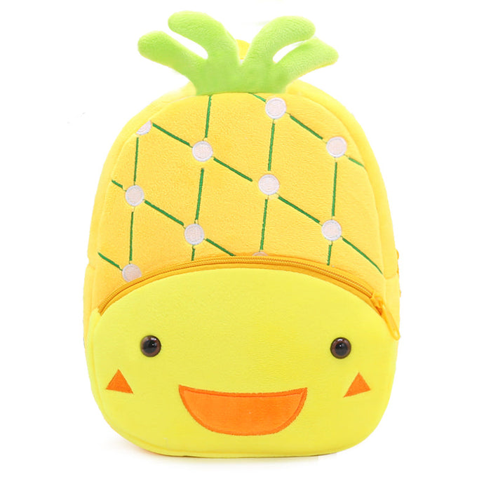 Anykidz 3D Yellow Pineapple Kids School Backpack Cute Cartoon Animal Style Children Toddler Plush Bag Perfect Accessories For Boys and Girls