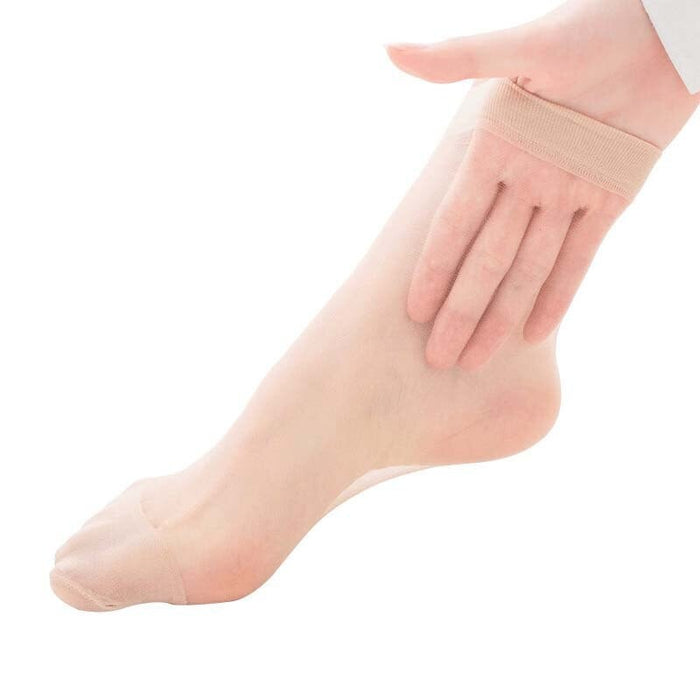 Anysox 10 Pairs Free Size Fashion Socks High Quality  Velvet Silk Spring Summer Breathable Soft Cotton Bottom Wicking Slip-resistant for Women Beige