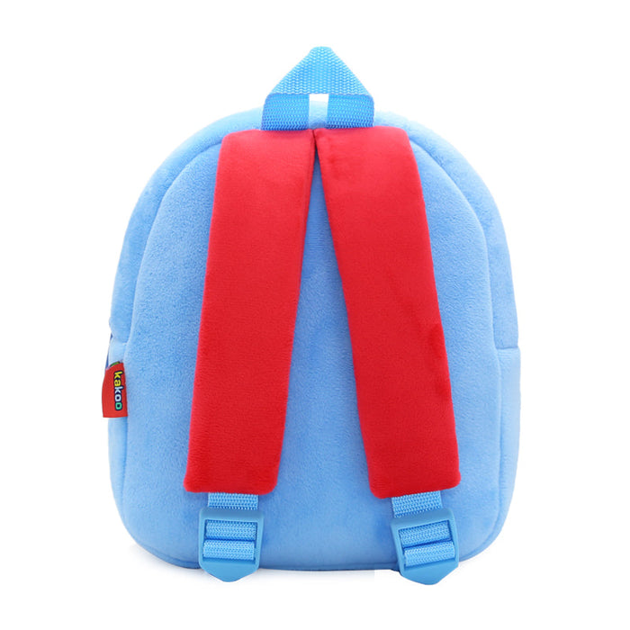 Anykidz 3D Blue Road Roller Kids School Backpack Cute Cartoon Animal Style Children Toddler Plush Bag Perfect Accessories For Boys and Girls