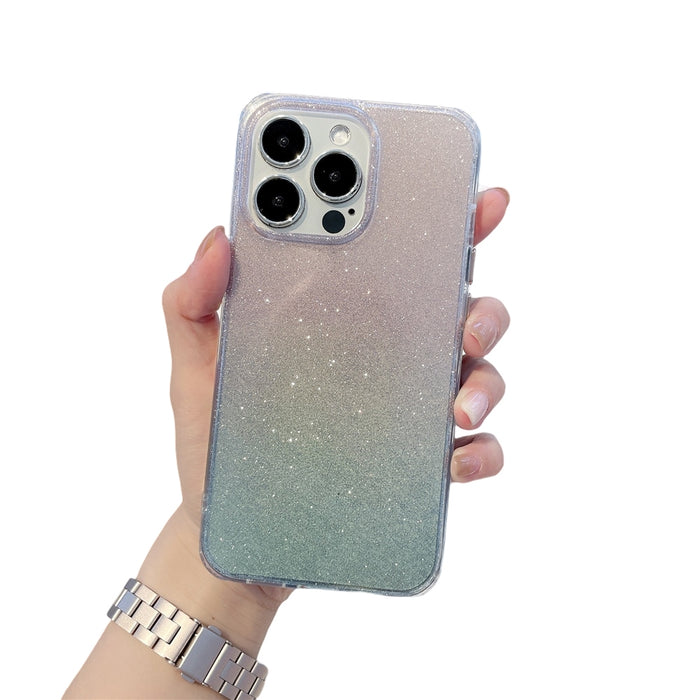 Anymob iPhone Red And Silver Gradient Rainbow Clear Phone Case Shiny Glitter Transparent Soft Silicone Cover