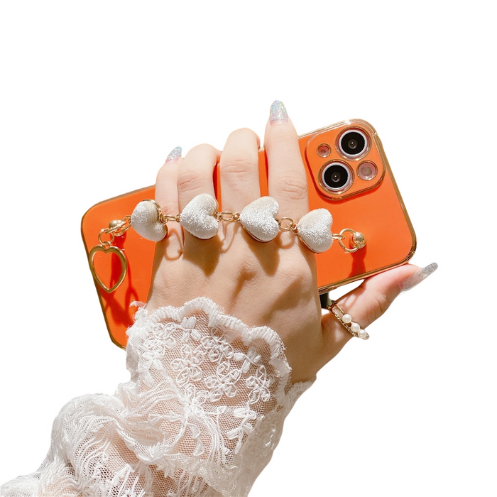 Anymob iPhone Case Orange Luxury Lovely Flannel Bracelet Silicone Back Cover