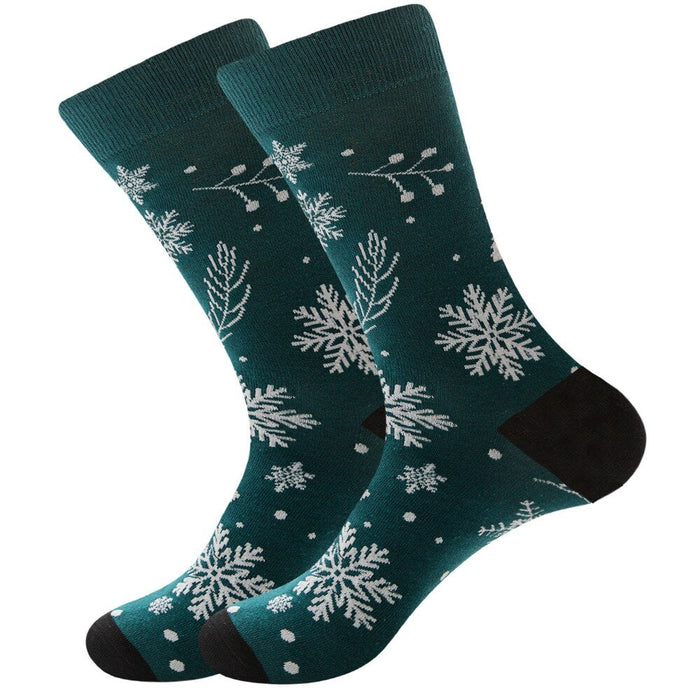 Anysox 5 Pairs Dark Green Size 5-13 Socks Crystal Silk Tide Winter Holiday Design Plus Snowflake Stocking Comfortable To Wear