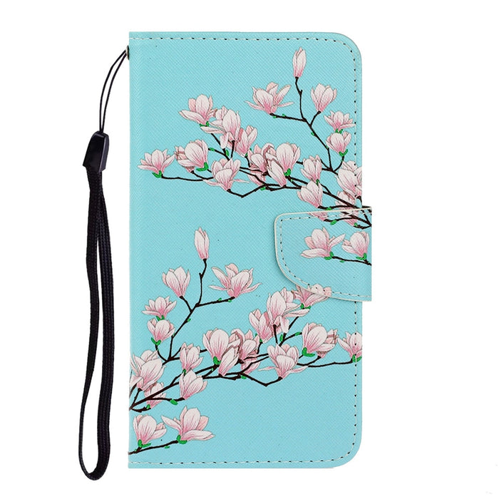 Anymob Samsung Cherry Blossom Magnetic Flip Wallet Case Painted Leather Phone Cover