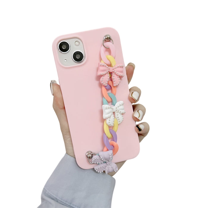 Anymob iPhone Pink Bracelet Phone Case Mini Colorful Chain Soft Silicon Cover