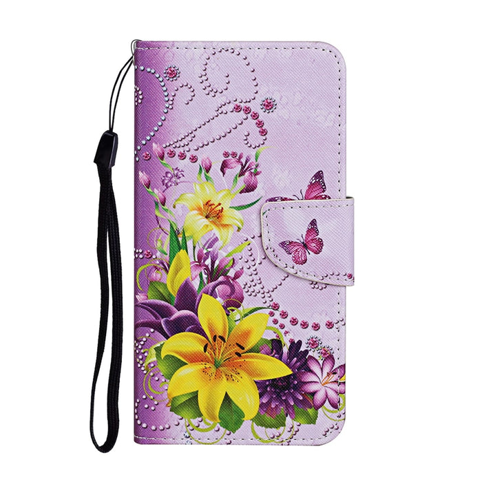 Anymob iPhone Violet Butterfly Flip Leather Phone Case With Wallet Slot Cases Cover