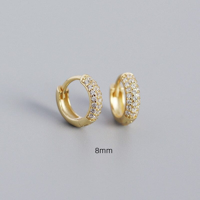 Anyco Earrings Luxury Zircon Punk Circle Hoop Bohemian Piercing Ear Buckle For Women Accessories  8MM Gold