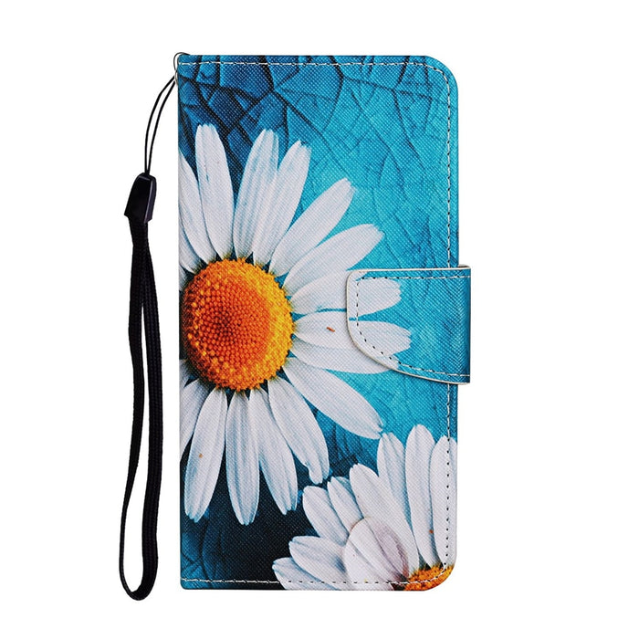 Anymob iPhone Case Blue Sunflower Flip Leather Wallet Stand Cover Phone Bag Shell