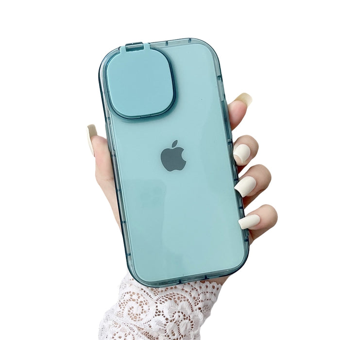 Anymob iPhone Sky Blue Foldable Mirror Lens Protection Phone Case Clear Soft Silicon Cover