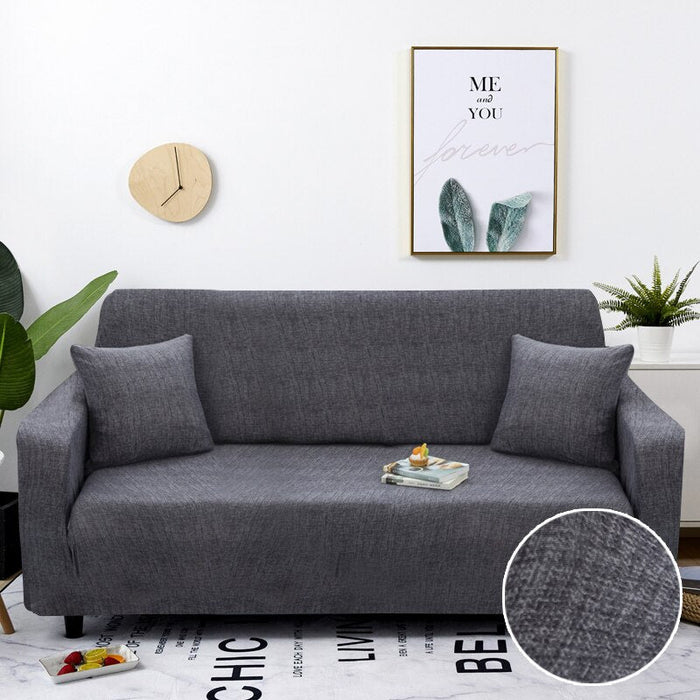 Anyhouz 2 Seater Sofa Cover Plain Gray Style and Protection For Living Room Sofa Chair Elastic Stretchable Slipcover