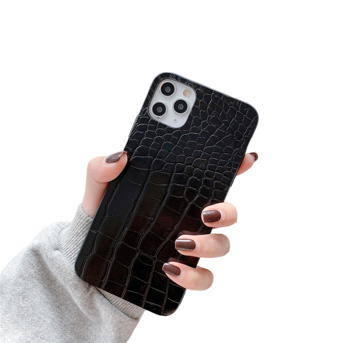 Anymob iPhone Case Black Crocodile Texture Cover Silicone Back Shells Compatible