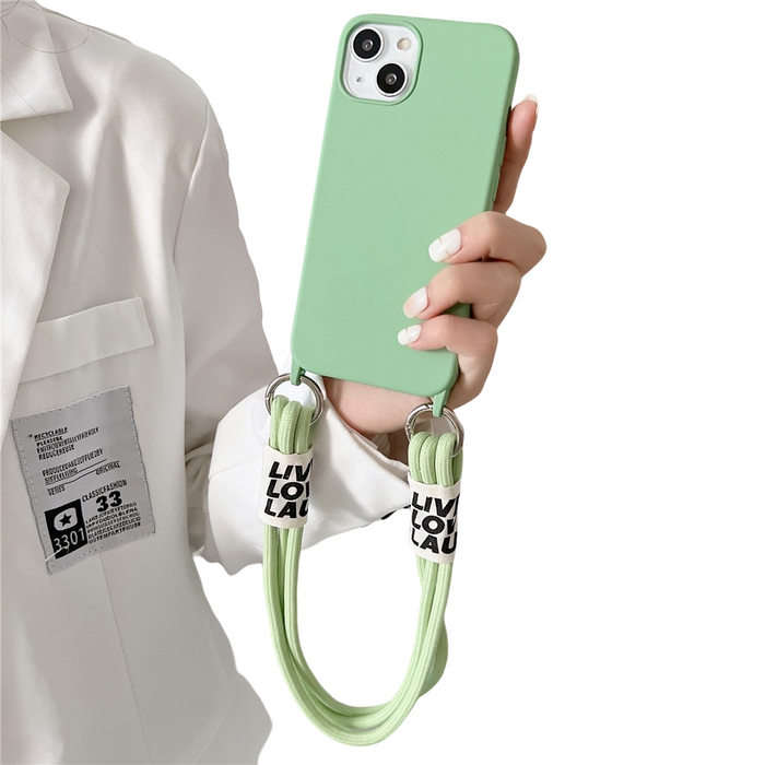 Anymob iPhone Case Light Green Simple Wrist Lanyard Strap Cord Lanyard Soft Silicone Cover