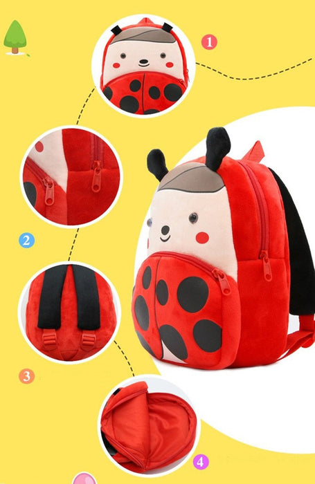 Anykidz 3D Red Ladybug Kids School Backpack Cute Cartoon Animal Style Children Toddler Plush Bag Perfect Accessories For Boys and Girls