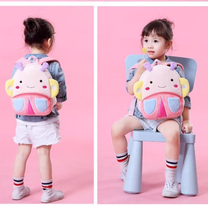 Anykidz 3D Pink Butterfly Kids School Backpack Cute Cartoon Animal Style Children Toddler Plush Bag Perfect Accessories For Baby Girls and Boys