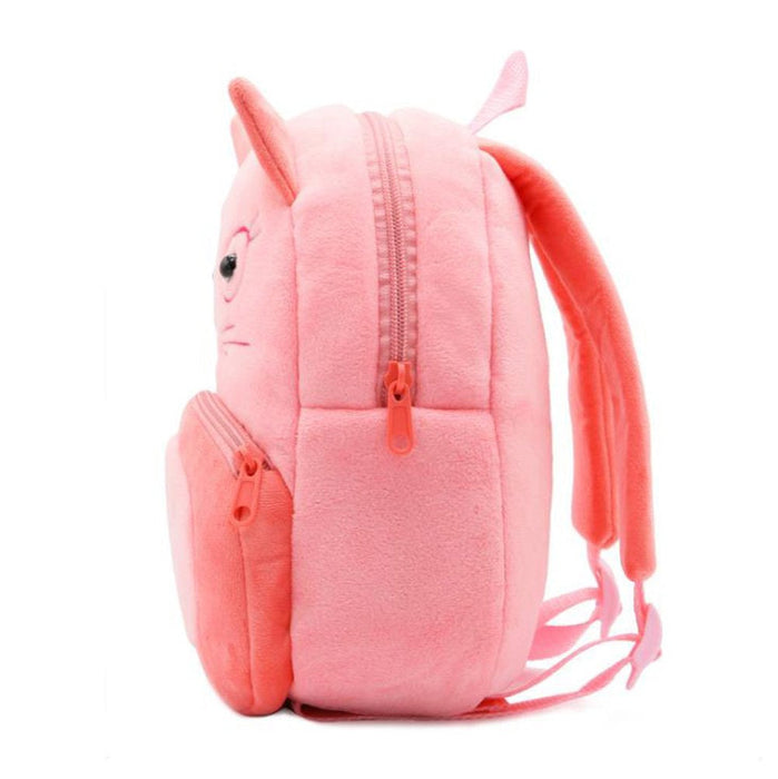 Anykidz 3D Pink Cat Kids School Backpack Cute Cartoon Animal Style Children Toddler Plush Bag Perfect Accessories For Boys and Girls