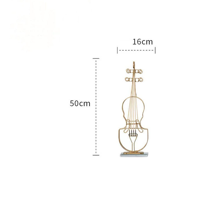 Anyhouz 50cm Violin Sculpture Instrument Tabletop Home Decor Modern Art Living Room Display House Decorative Crafts Metal Ornaments