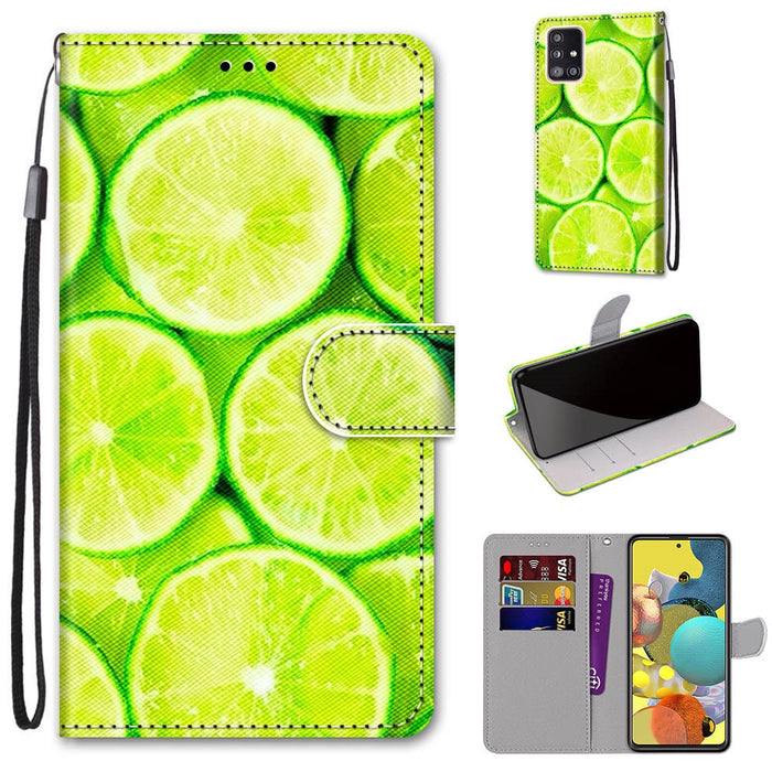 Anymob Samsung Lemons Fashion Painted Flip Phone Case Leather Wallet Cover