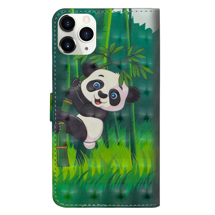 Anymob iPhone Case Yellow and Pink Flip Leather 3D Panda Painted Wallet Back Cover